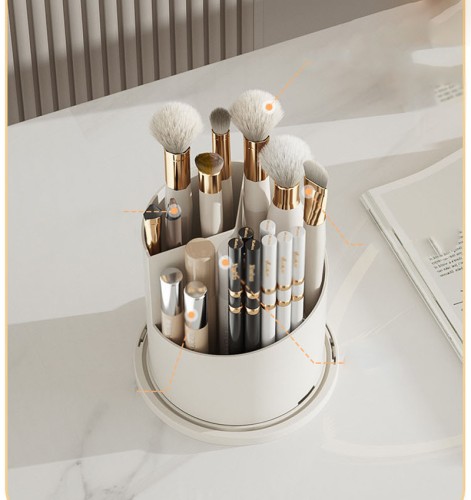 Modern Desktop Cosmetic Storage Box Birdcage Pen Holder Rack Dustproof Combinator Rotating Brush Storage Tube for Dressing Table