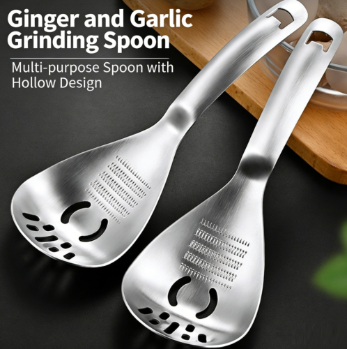 5-in-1 Stainless Steel Multi-function Ginger Garlic Grater Spoon Baby Food Masher Egg Yolk White Separator Bottle