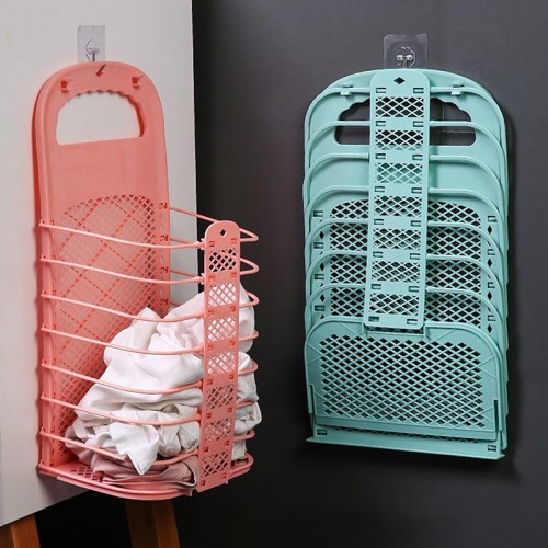 Plastic Storage Frame Foldable Dirty Clothes Basket Household Non Perforated Bathroom Wall Mounted Laundry Basket Clothes Basket