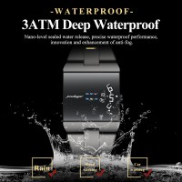 Poedagar 857 Fashion Luxury Men Watch Black Stainless Steel Band Blue Mirror Dial 3ATM Waterproof