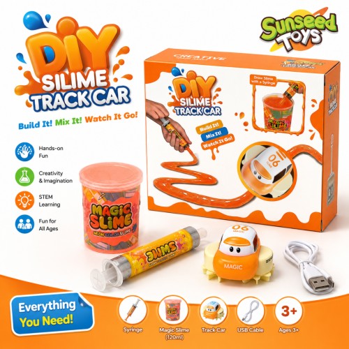 Reusable Slime Race Track Builder Kit & Rechargeable Toy Car
