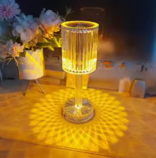 Rose Crystal Table Lamp with Battery Portable Touch Change Color Diamond Desk Lamp