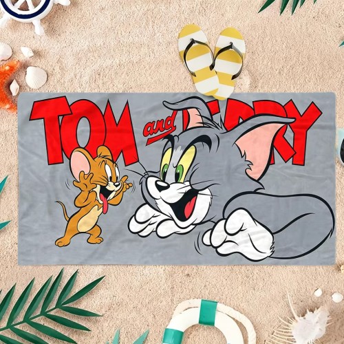 Tom and Jerry Cartoon Flat Print Beach Towel Soft Microfiber বড় সাইজ সফট টাওয়াল