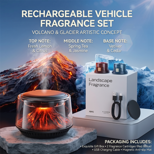 Volcano & Glacier Car Air Freshener Diffuser with Ambience Lights